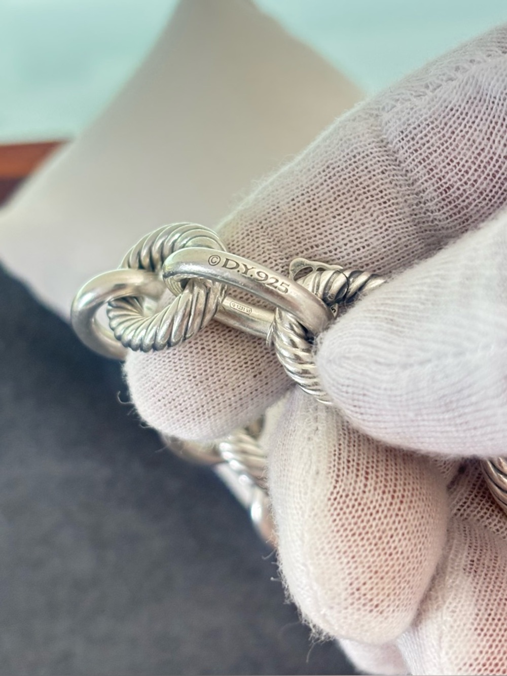 David Yurman Sterling silver XL Oval Link Chain Bracelet 7-7.5" - Picture 8 of 9